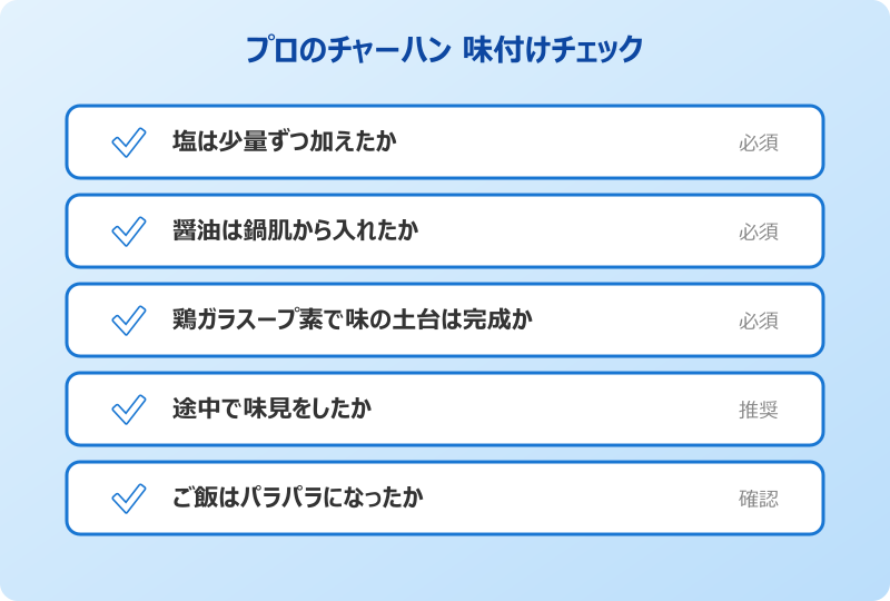 チャーハン 味付け プロのチェックリスト