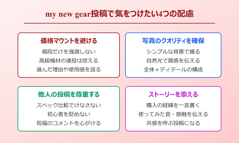my new gear 投稿で気をつけたい配慮