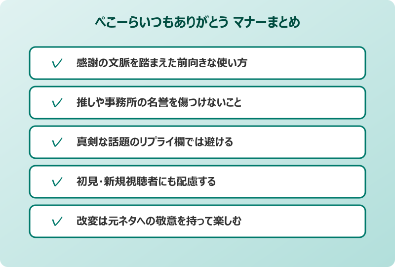 ぺこーらいつもありがとう 使い方マナーまとめ