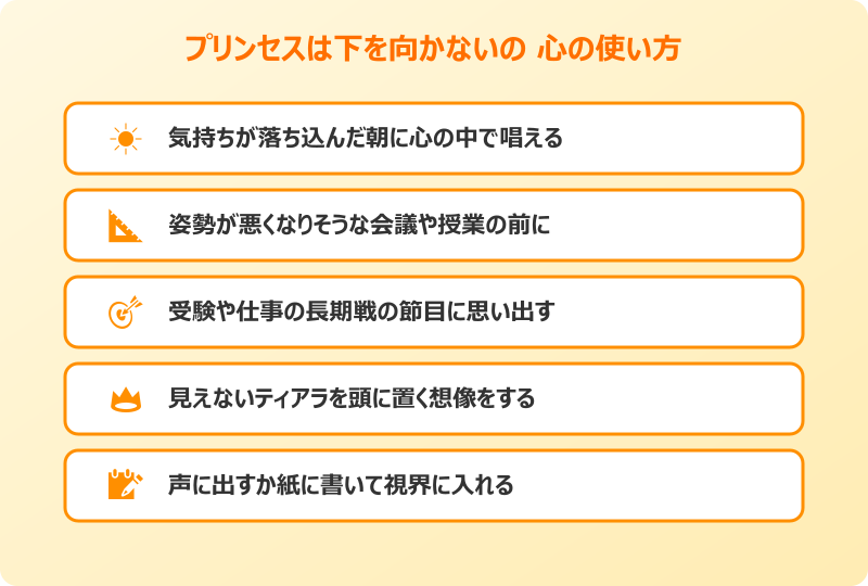 プリンセスは下を向かないの 自己肯定感の名言活用