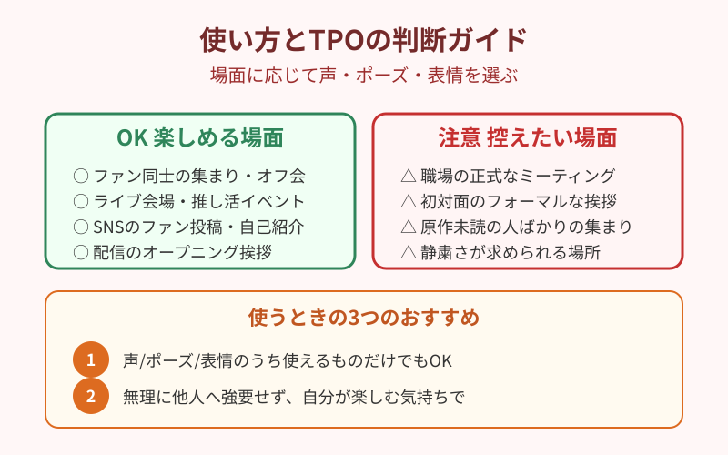 にっこにっこにー 使い方とTPOの判断ガイド