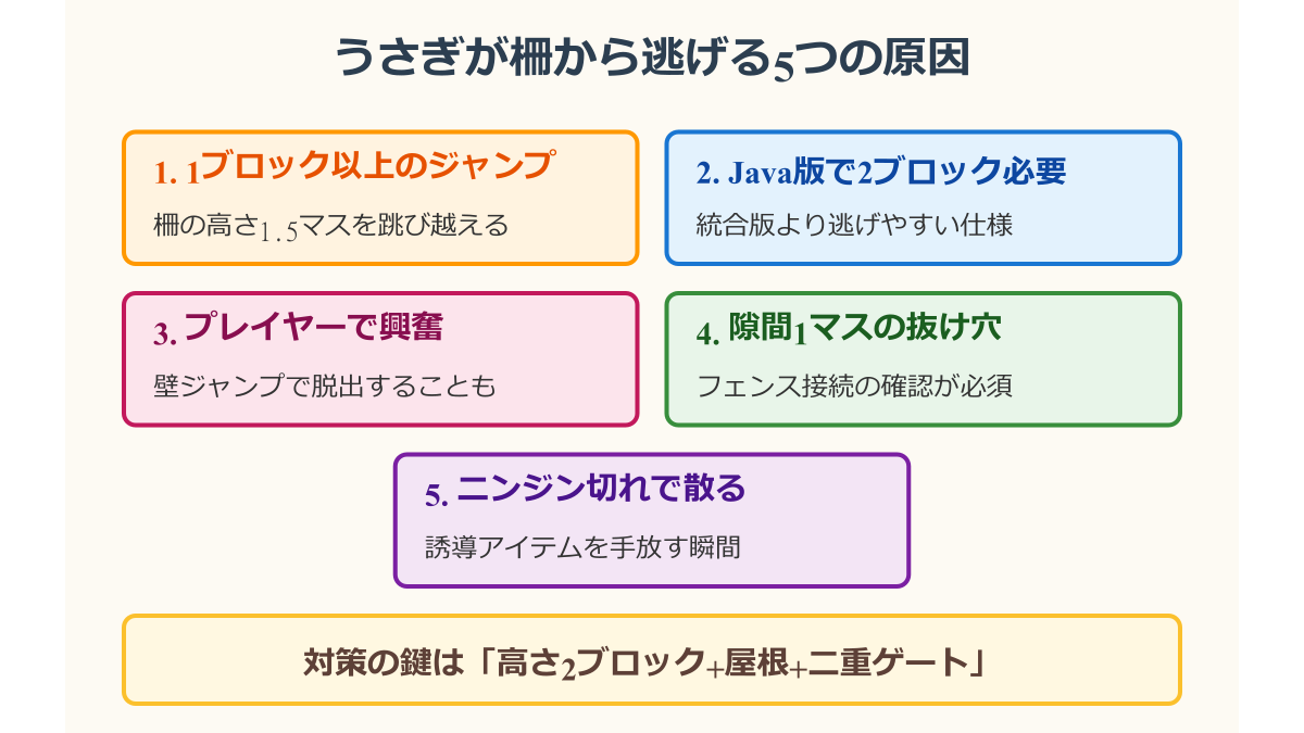 マイクラ うさぎ 柵 逃げる 原因の早見表