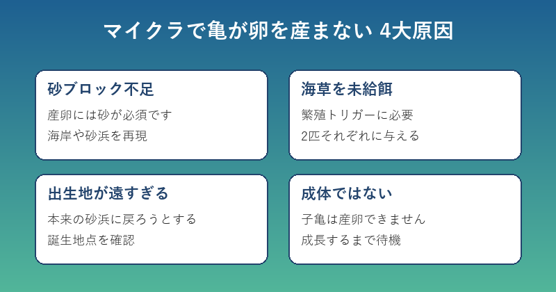 マイクラ 亀 卵産まない 主な原因