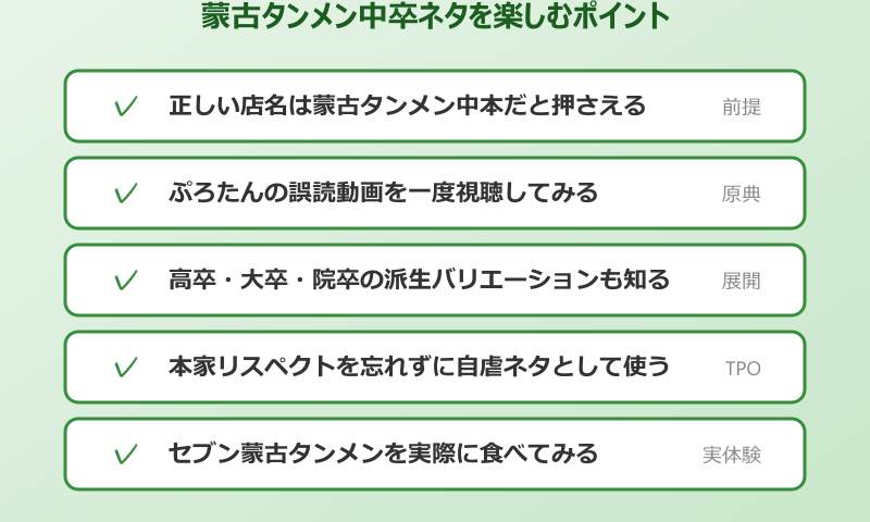 蒙古タンメン中卒ネタを楽しむポイント