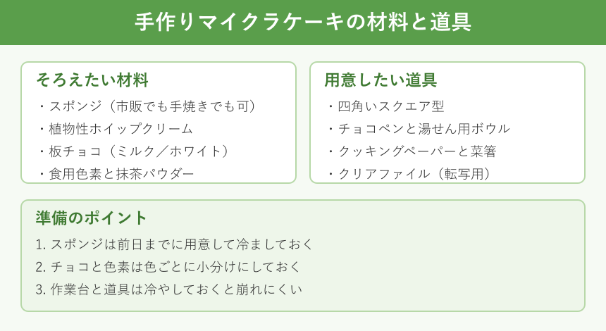 手作りケーキの材料と道具一覧