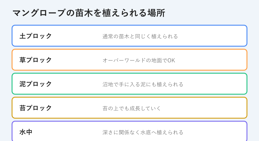 マングローブの苗木を植えられる場所の一覧