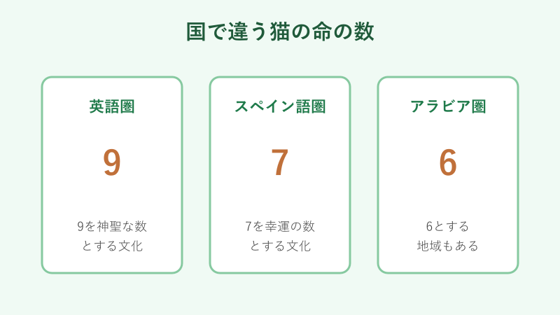 国ごとに異なる猫の命の数を示す比較図