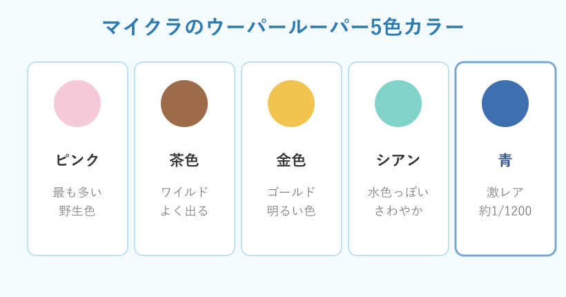 ウーパールーパー5色の比較カード