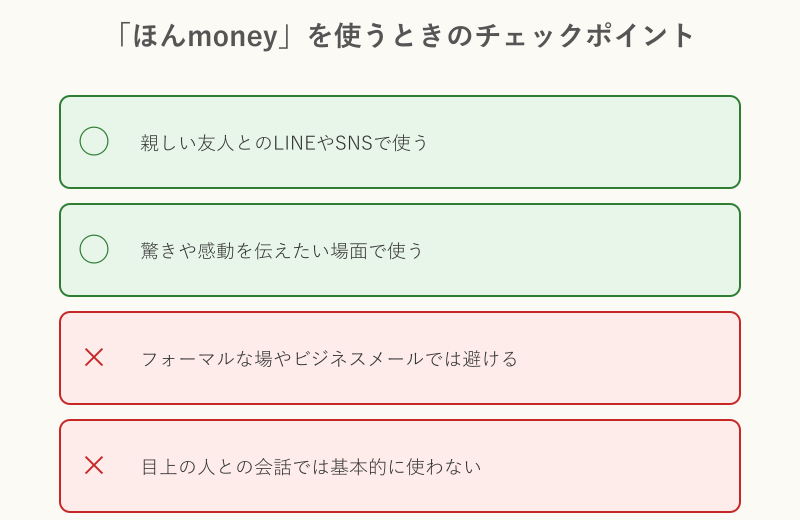 ほんmoneyを使うときのチェックポイント図