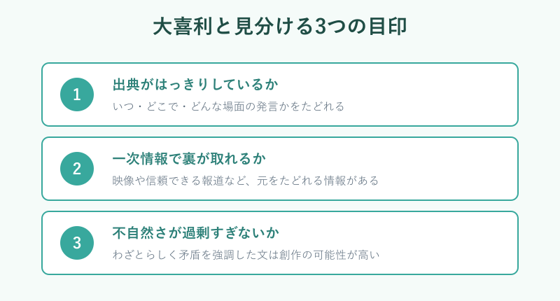 本人の発言と創作を見分けるチェックリスト