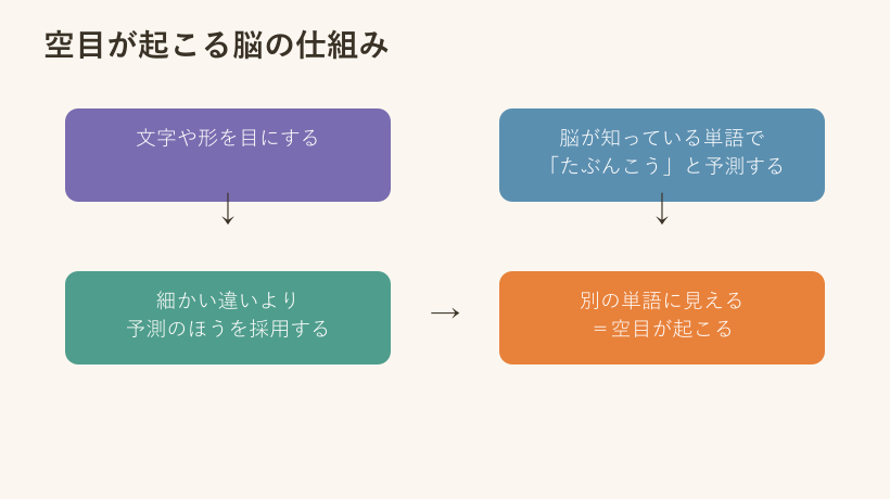 空目が起こる脳の仕組みを示した図